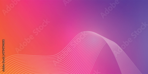 Vivid Gradient Wave Backdrop: A bold, smooth gradient design element showcasing overlapping waves across vibrant pink, orange and purple hues, perfect for digital graphics or presentation backgrounds