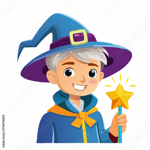 Zauberer - Hexe - Cartoon Comic Stil