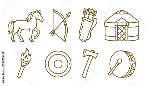 Symbols of traditional nomadic culture: horse, archery, yurt, and more