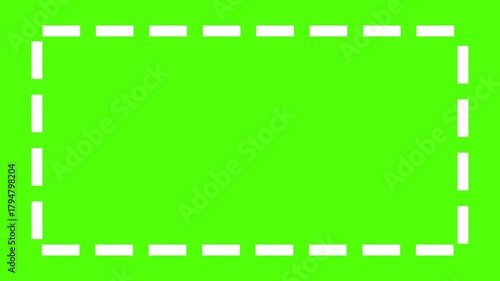Dashed Line Rectangle Frame Animation Green Screen Chroma Key Border