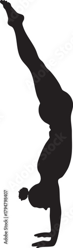 Handstand yoga silhouette vector isolated on clean transparent background