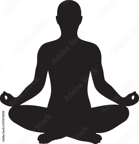 Man doing warrior pose vector silhouette illustration