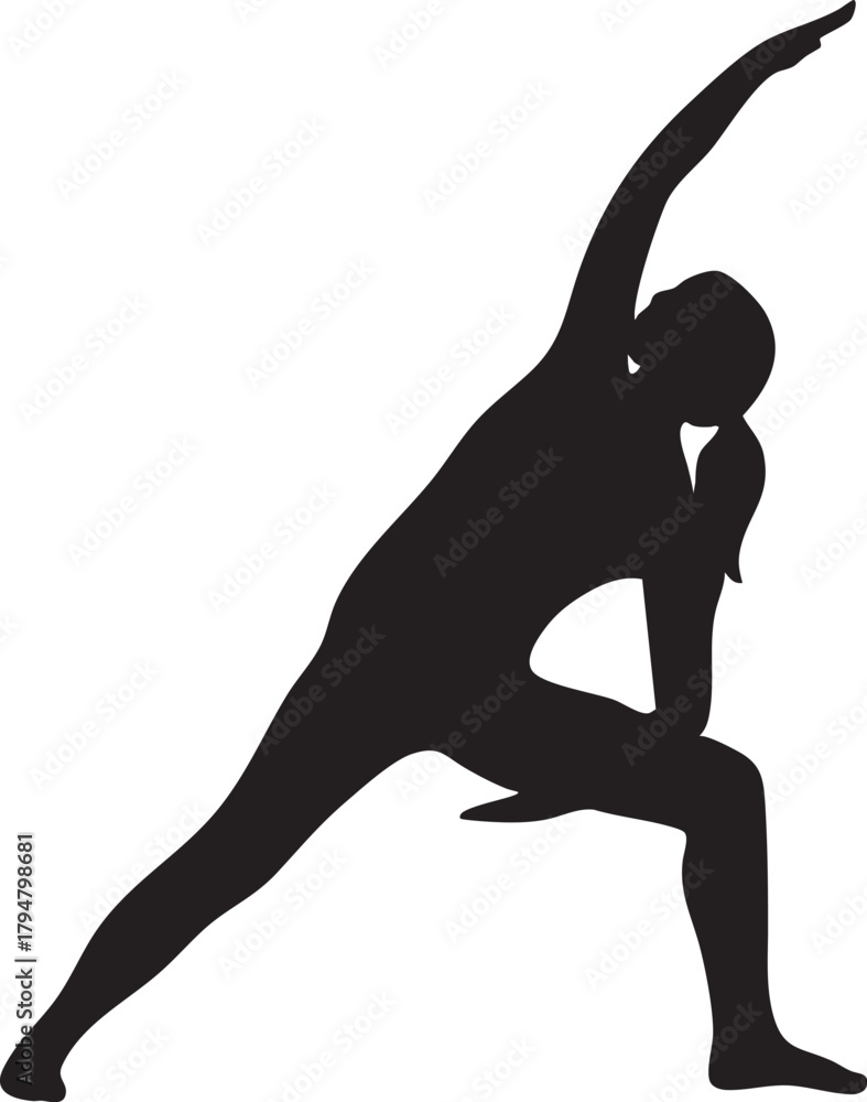 Fototapeta premium Yoga instructor stretching side angle pose, vector illustration
