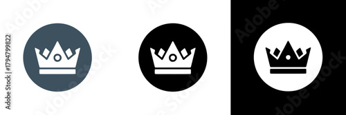 A clean crown symbol inside a circular badge, presented in color, black, and white styles for versatile branding across different themes.
