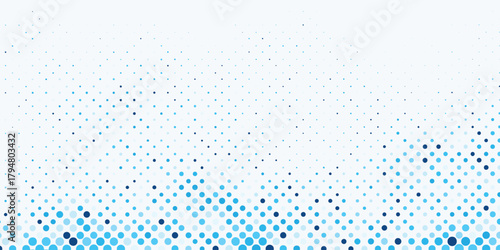 Vibrant Halftone Vector:  Dynamic Blue Circles, Abstract Backdrop