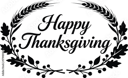 Happy thanksgiving day typography design.