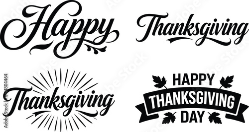 Happy thanksgiving day typography design.