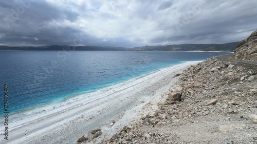Misty Salda Lake in Turkey Resembling the Maldives on a Cloudy Day