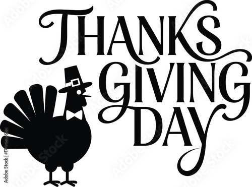 Happy thanksgiving day typography design.