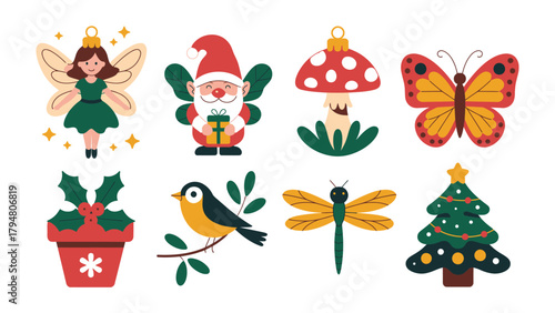 Magical Ornament Collection: A collection of enchanting holiday ornaments features whimsical characters and festive decorations, perfect for spreading joy and holiday cheer. 