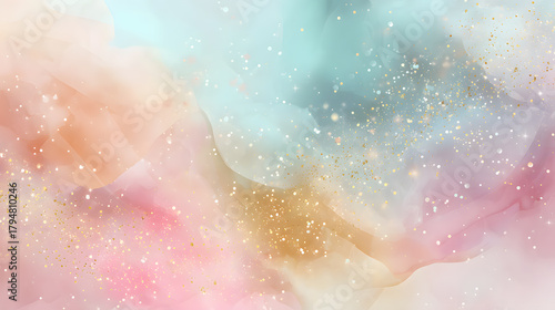 Elegant pastel gradient border with soft sparkles for a birthday invitation.