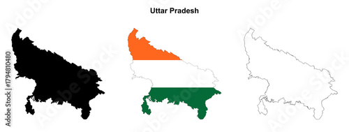 фотографія Transparent Uttar Pradesh outline map set