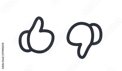 Thumbs Up and Thumbs Down Icons Set. Like and Dislike Symbol for Rating and Feedback.
