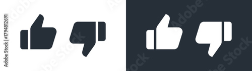 Thumbs Up and Thumbs Down Icons Set. Like and Dislike Symbol for Rating and Feedback.