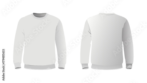 White sweatshirt mockup front and back view apparel clothing long sleeve casual wear template design 100