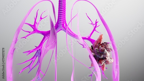 Canvastavla 3d human lungs Cancer , cancer growth , Tumor growing, 3D Rendered Medical Anima