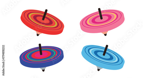 Colorful spinning tops create delightful childhood memories and foster early developmental skills.