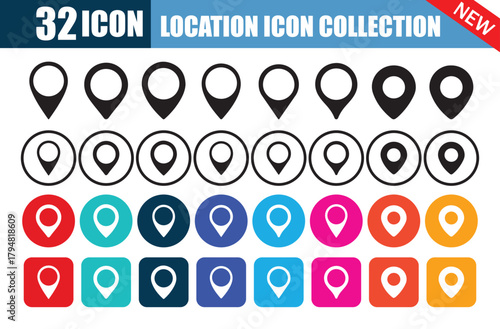 Location Pin Icon Collection – Colorful GPS Map Marker Vector Set