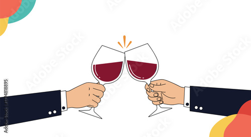 Celebrating a successful collaboration with a festive toast of red wine.