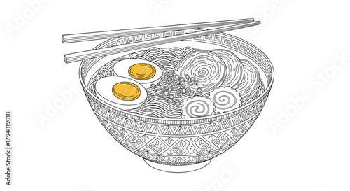 A detailed sketch of a birds nest with two eggs in it surrounded by nature.