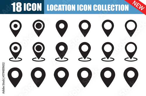 Map pin icon, location icon set. Vector Illustration