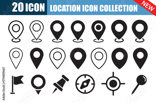 Location Pin and Map Marker Icon Set – GPS Navigation Symbols Collection