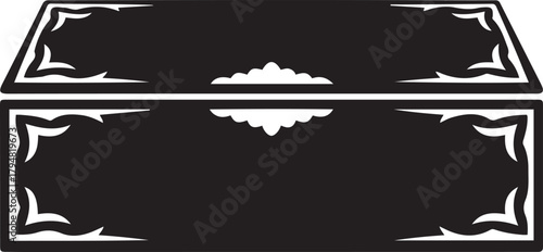 Hand Carved Wooden Box Vector Elegant Silhouette. Vector Black silhouettes. with white background