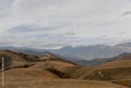 Fotografie Panoramic view of the mountainous landscape in Kabardino-Balkaria