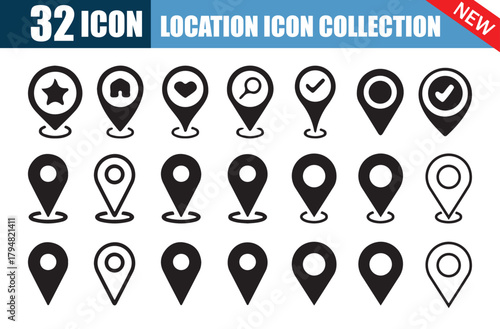 Location icon. Map marker pointer icon set. location pin place marker. Vector Illustration