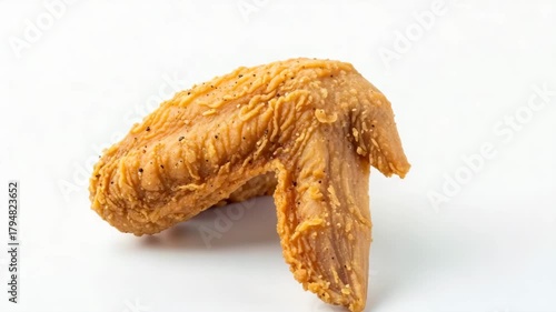 Tempting Golden Fried Chicken Wing with Pepper Isolated on White.