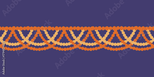 Marigold garland seamless border for Indian traditional festive decorations. Bright yellow and orange floral border for Diwali, Pongal festival, wedding, pooja or spiritual celebration.