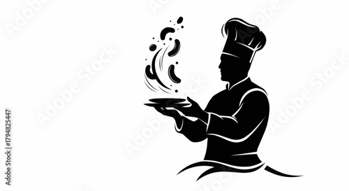 silhouette of a man hand holding a pan