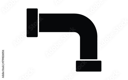 Black pipe elbow vector illustration plumbing and connection