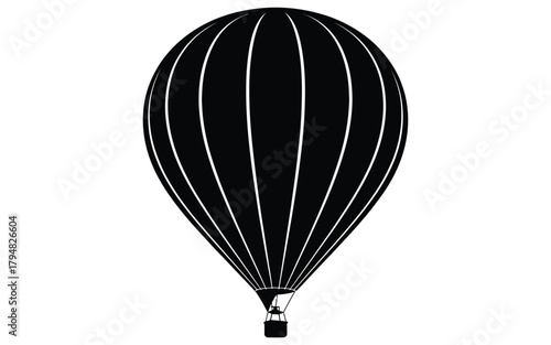 Black and white hot air balloon vector graphic illustration