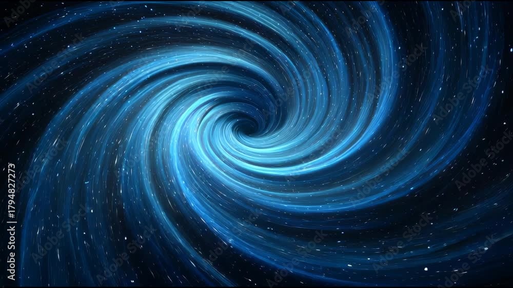 Majestic blue spiral galaxys powerful vortex in deep space creates mesmerizing abstract nebula. cosmic background with spinning star reveals mysterious universe and vast cosmos