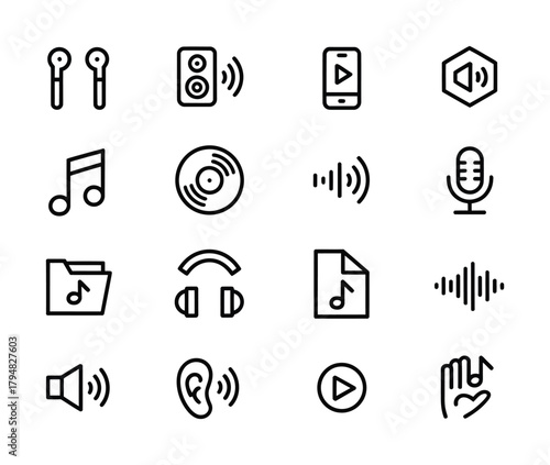 Music audio sound wave player entertainment icons