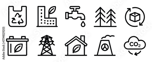 Sustainability eco energy green environment icons
