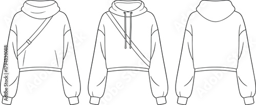 hoodie, sweatshirt, fashion, design, vector, apparel, garment, clothing, pattern, illustration, template, sketch, technical, drawing, streetwear, crop, pullover, casual, unisex, style