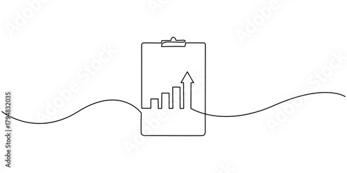 Continuous one line drawing of a growing graph icon vector. business growth and financial success symbol. vector illustration.