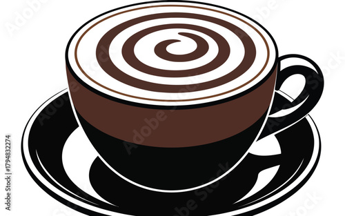 Delicious mocha coffee cup with swirl for breakfast and afternoon