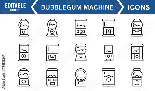 Simple Minimalist Icon Suite Featuring Candy Vending Devices and Gumball Machines