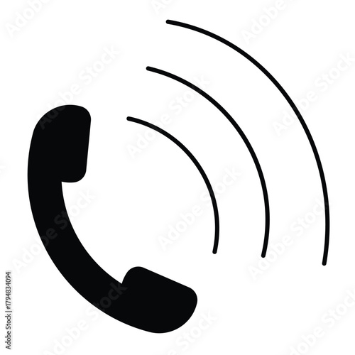 Ringing phone icon for incoming call and communication service