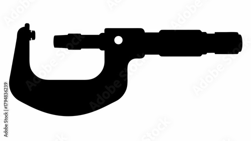 Silhouette of a micrometer used for precision measurement in engineering and manufacturing work shop tool