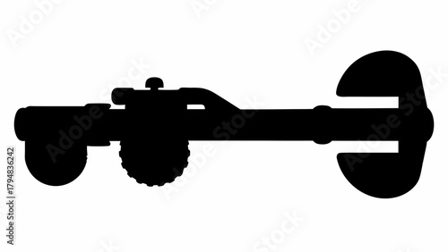 Silhouette of a pipe cutter tool with a circular blade and an adjustment knob on a white background