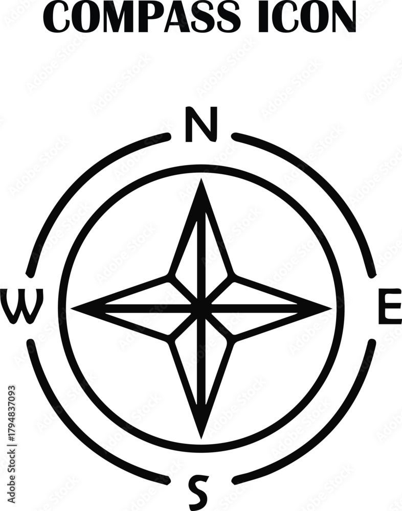 Obraz premium Modern geometric compass vector symbol for guide, exploration, and navigation design projects