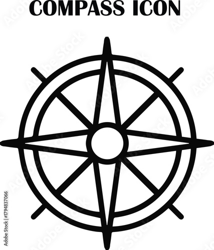Modern geometric compass vector symbol for guide, exploration, and navigation design projects