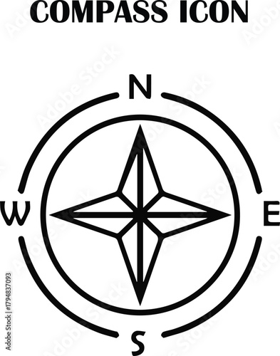 Modern geometric compass vector symbol for guide, exploration, and navigation design projects