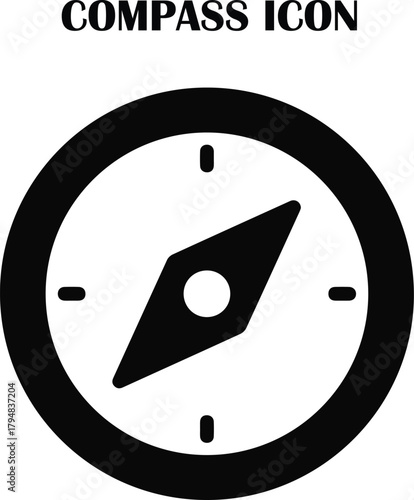 Modern geometric compass vector symbol for guide, exploration, and navigation design projects