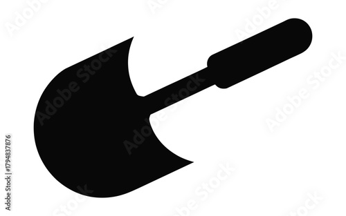 Isolated black shovel vector icon gardening tool illustration