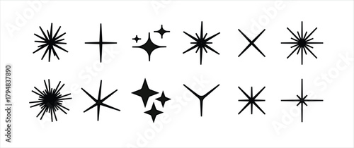 Star collection vector on white background. Stars in modern simple flat style. Star shapes vector set decorative design elements. Abstract star shape vector collection. Gradient Islamic New Year. Vect